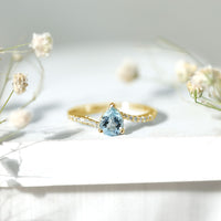 Pear Cut Aquamarine Teardrop Engagement Ring with Diamond