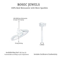 Pear Shape Moissanite Solitaire Bypass Engagement Ring