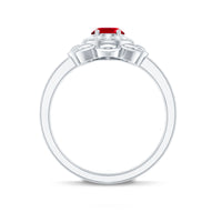 Certified 1.5 Carat Lab Grown Ruby Flower Engagement Ring with Diamond