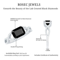 East West Style 1.6 Carat Lab Grown Black and White Diamond Engagement Ring with Crossover Shank