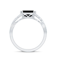 East West Style 1.6 Carat Lab Grown Black and White Diamond Engagement Ring with Crossover Shank
