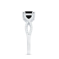 East West Style 1.6 Carat Lab Grown Black and White Diamond Engagement Ring with Crossover Shank