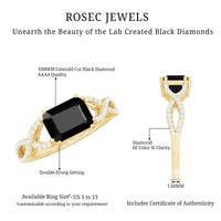 East West Style 1.6 Carat Lab Grown Black and White Diamond Engagement Ring with Crossover Shank