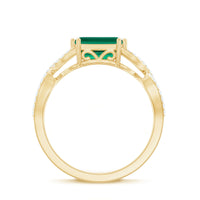 East West Style Lab Grown Emerald Cut Emerald Engagement Ring with Diamond