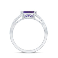 East West Style 1.4 Carat Emerald Cut Amethyst Engagement Ring with Diamonds