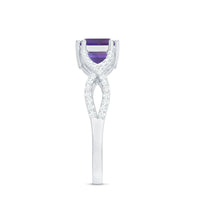 East West Style 1.4 Carat Emerald Cut Amethyst Engagement Ring with Diamonds