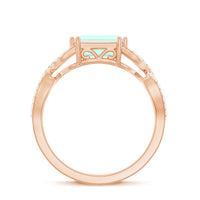 Natural Emerald Cut Opalescent Diamond Engagement Ring in East West Style