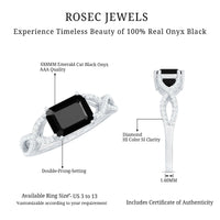 Designer Black Onyx Crossover Engagement Ring with Diamonds
