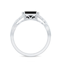 Designer Black Onyx Crossover Engagement Ring with Diamonds
