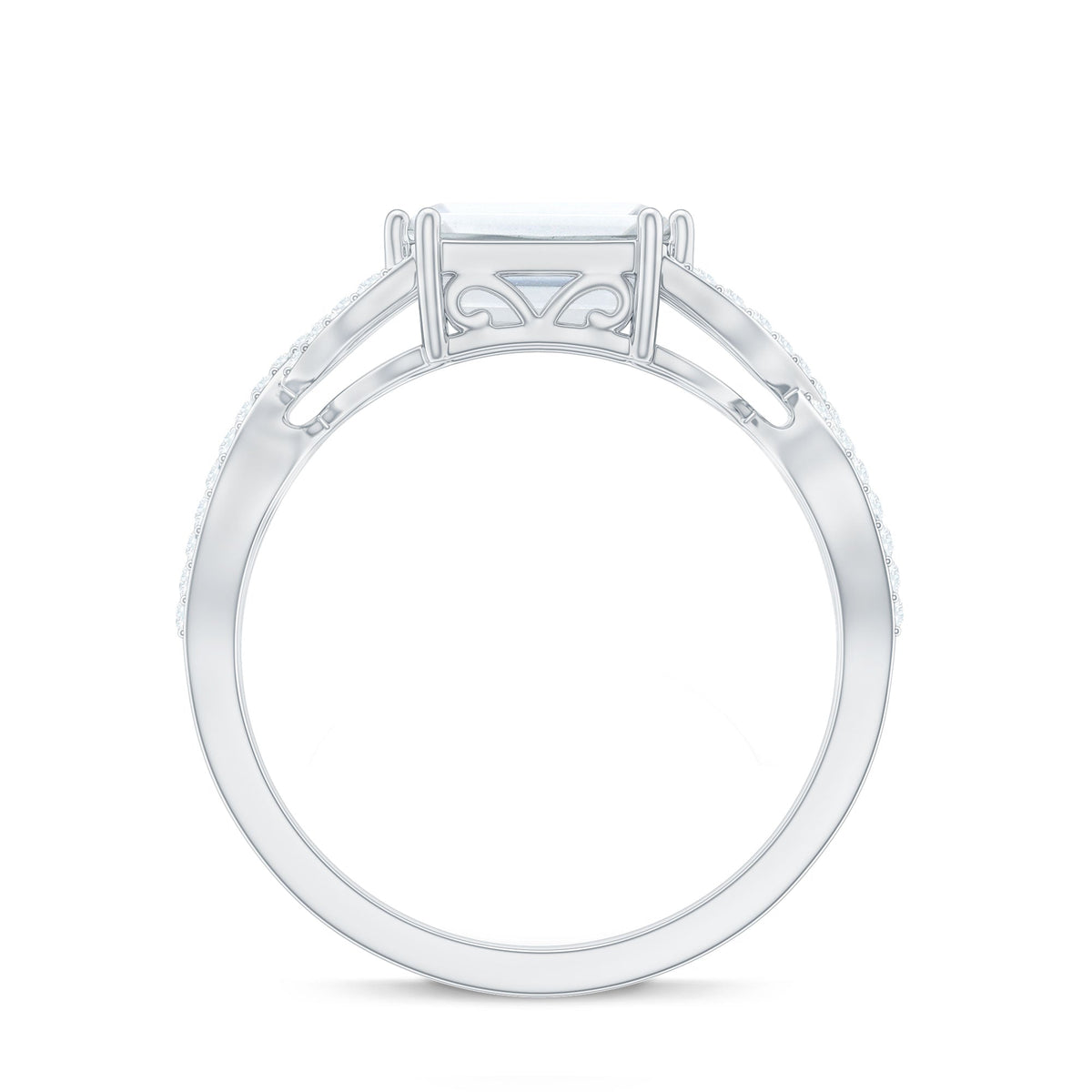 2.75 CT Octagon Cut Zircon East West Engagement Ring
