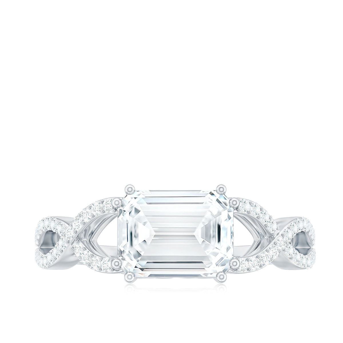 2.75 CT Octagon Cut Zircon East West Engagement Ring