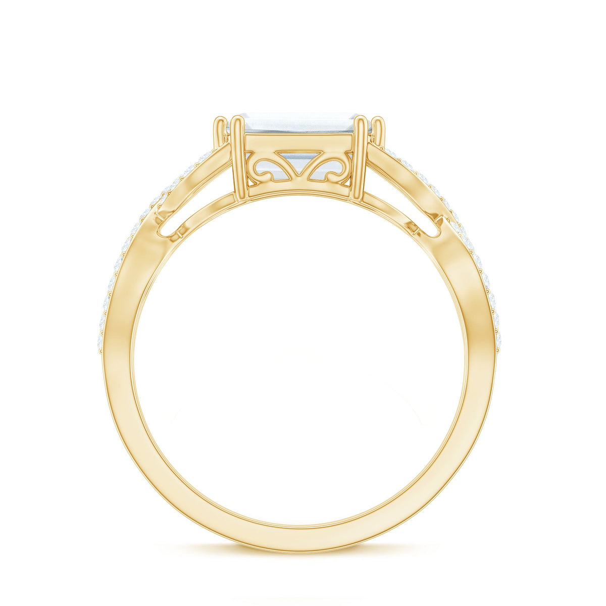 2.75 CT Octagon Cut Zircon East West Engagement Ring