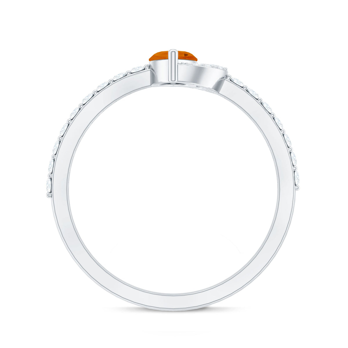Minimal Marquise Fire Opal and Diamond Engagement Ring featuring a marquise fire opal center stone with sparkling diamonds on a sleek band.