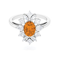 2.25 CT Oval Cut Citrine Cocktail Ring with Moissanite Stones