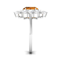 2.25 CT Oval Cut Citrine Cocktail Ring with Moissanite Stones
