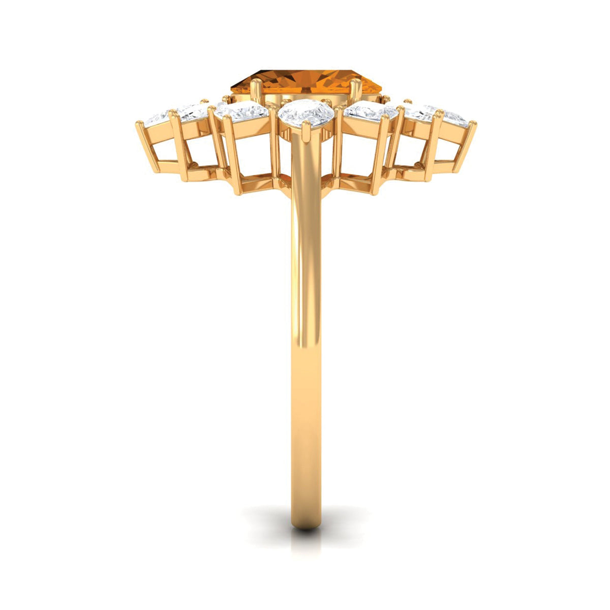 2.25 CT Oval Cut Citrine Cocktail Ring with Moissanite Stones