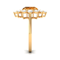2.25 CT Oval Cut Citrine Cocktail Ring with Moissanite Stones