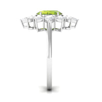 2.25 CT Natural Peridot Cocktail Ring with Moissanite Stones