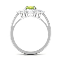 2.25 CT Natural Peridot Cocktail Ring with Moissanite Stones