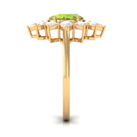 2.25 CT Natural Peridot Cocktail Ring with Moissanite Stones