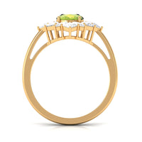 2.25 CT Natural Peridot Cocktail Ring with Moissanite Stones