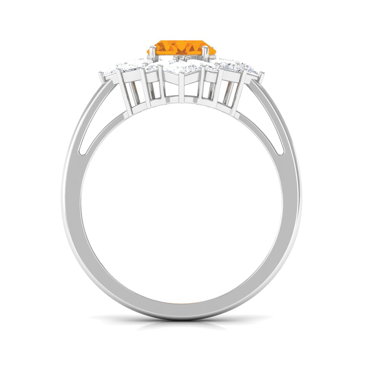 Oval fire opal cocktail engagement ring with 2.25 carats and moissanite accents from Rosec Jewels, showcasing sparkling gemstones and elegant design.