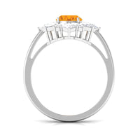 Oval fire opal cocktail engagement ring with 2.25 carats and moissanite accents from Rosec Jewels, showcasing sparkling gemstones and elegant design.