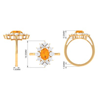 Oval fire opal cocktail ring with moissanite accents by Rosec Jewels, showcasing a sparkling gemstone and elegant band design.