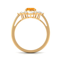 Oval fire opal cocktail engagement ring with 2.25 CT center stone and moissanite accents, featuring a rose gold band by Rosec Jewels.