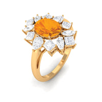 Rosec Jewels 2.25 CT oval fire opal cocktail engagement ring with moissanite, showcasing a vibrant orange-colored gemstone and elegant band.