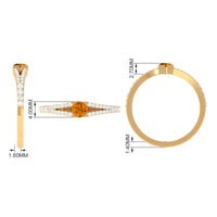 0.50 CT Split Shank Citrine Promise Ring with Diamond Accent