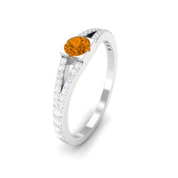 0.50 CT Split Shank Citrine Promise Ring with Diamond Accent