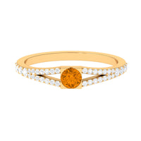 0.50 CT Split Shank Citrine Promise Ring with Diamond Accent