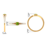 0.50 CT Split Shank Peridot Promise Ring with Diamond Accent