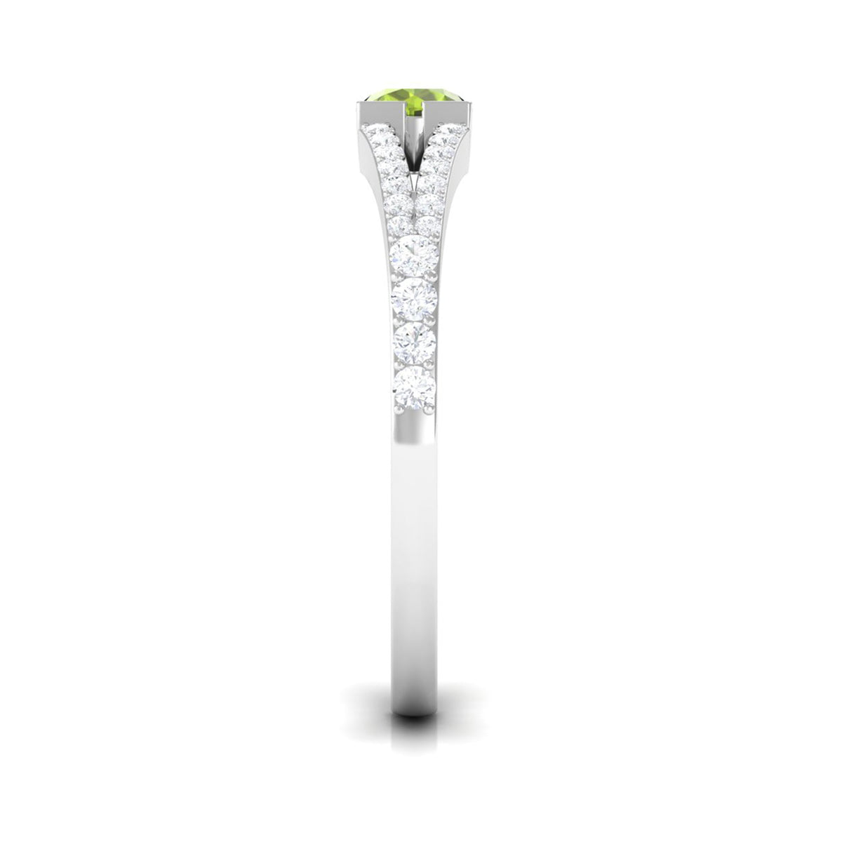 0.50 CT Split Shank Peridot Promise Ring with Diamond Accent