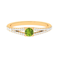 0.50 CT Split Shank Peridot Promise Ring with Diamond Accent