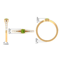 0.50 CT Split Shank Peridot Promise Ring with Diamond Accent