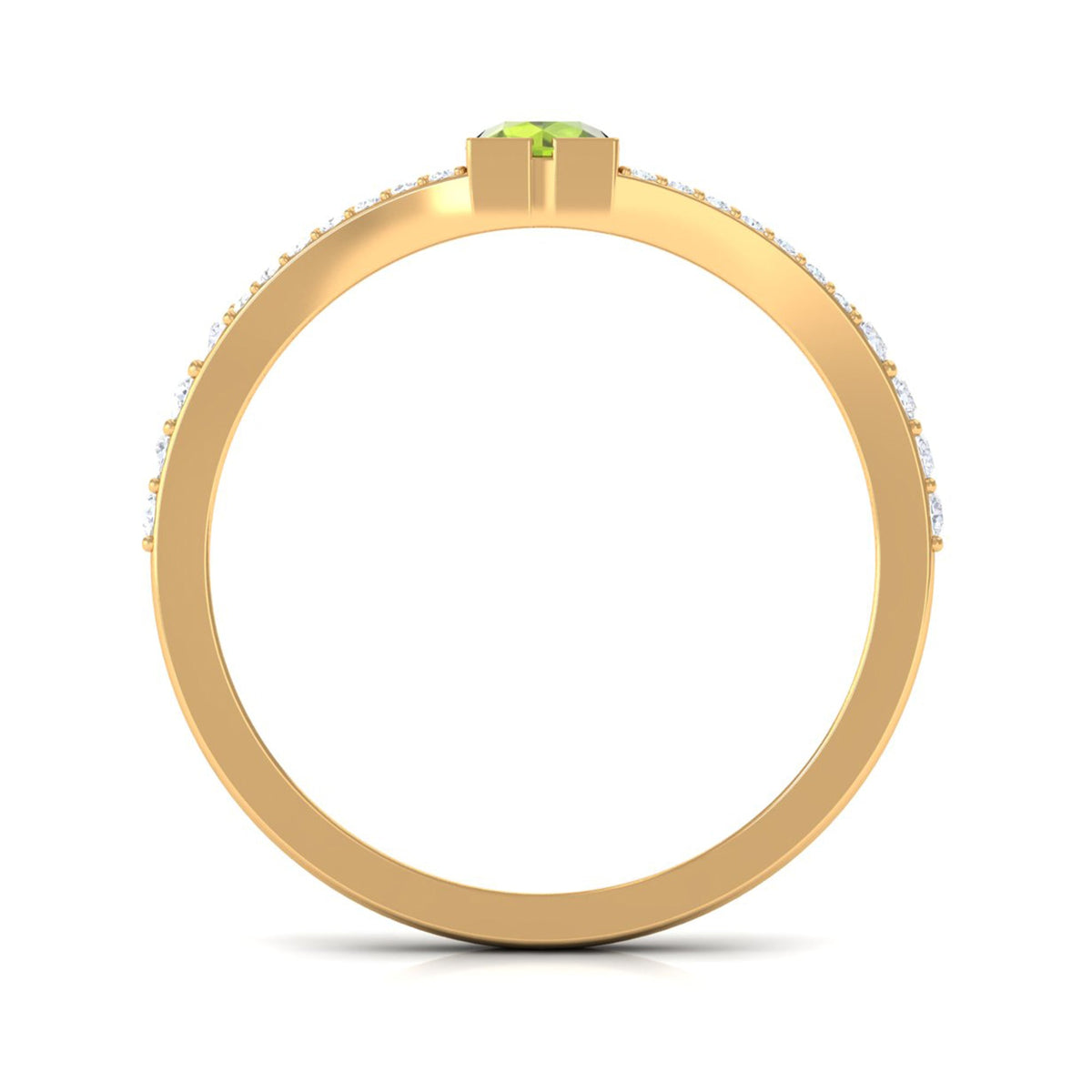 0.50 CT Split Shank Peridot Promise Ring with Diamond Accent