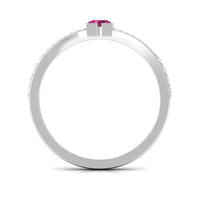 Minimal Pink Tourmaline Split Shank Ring with Diamond