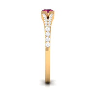 Minimal Pink Tourmaline Split Shank Ring with Diamond
