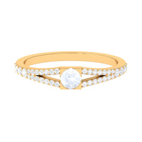 Rosec Jewels 3/4 CT moonstone and diamond promise ring with split shank design, featuring a minimal and elegant style.