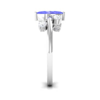 1 CT Marquise Tanzanite solitaire ring with scatter diamonds by Rosec Jewels, showcasing a elegant marquise-shaped tanzanite gemstone.