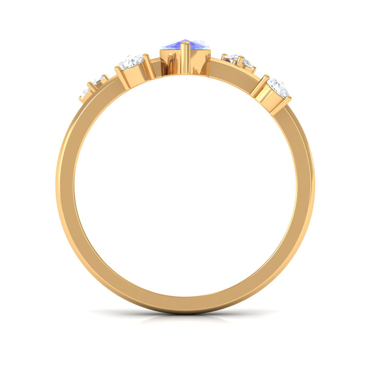 Marquise Tanzanite solitaire ring with scattered diamonds by Rosec Jewels, showcasing a 1-carat gemstone and elegant design.