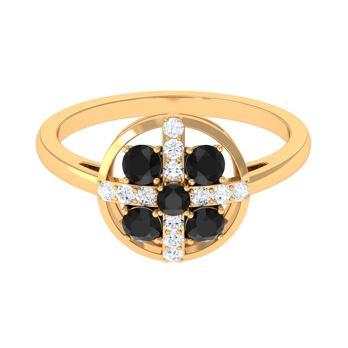 3/4 CT Black Spinel and Diamond Contemporary Ring