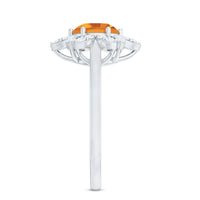 Natural Citrine Floral Engagement Ring with Diamond