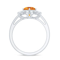 Natural Citrine Floral Engagement Ring with Diamond
