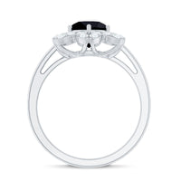 Certified 2 Carat Lab Grown Black and White Diamond Flower Engagement Ring