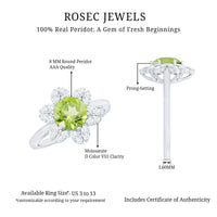 2 Carat Natural Peridot Flower Engagement Ring with Diamond