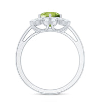 2 Carat Natural Peridot Flower Engagement Ring with Diamond