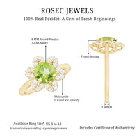 2 Carat Natural Peridot Flower Engagement Ring with Diamond